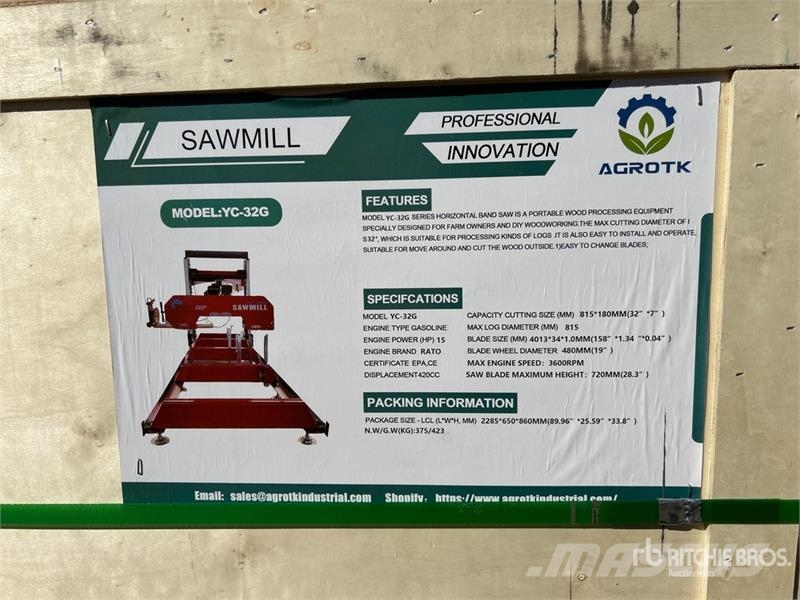 AGT YC32-G Portable Sawmill (Unused) Pilane
