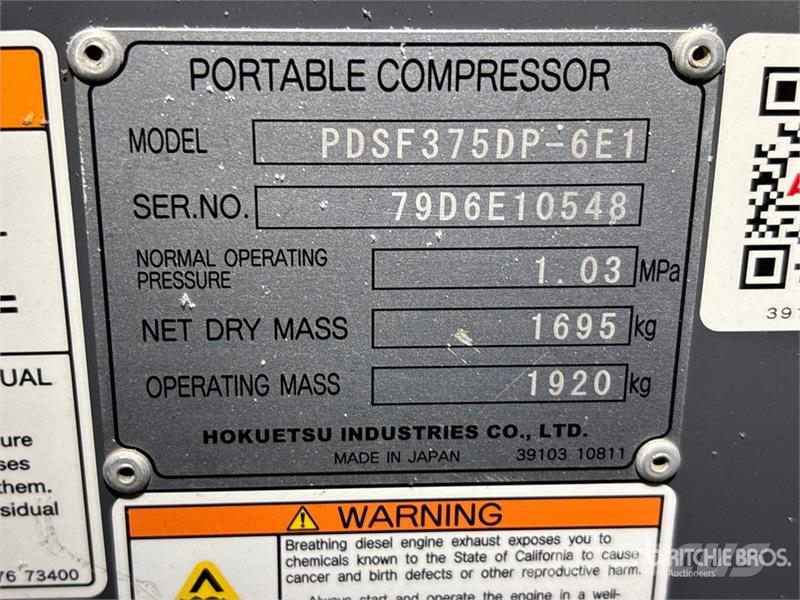 Airman PDS375DP-6E1 Mobile Air Compressor (Inoperable) Kompressoren