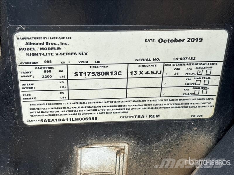 Allmand Night-Lite V-Series NLV 6 kW Light Tower Echipamente de luminare