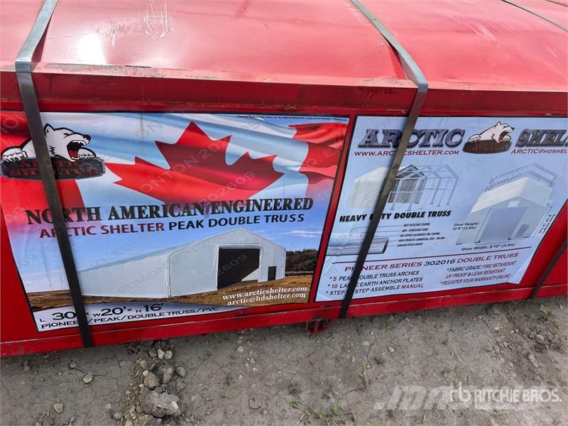 Arctic Shelter 30 ft x 20 ft x 16 Ft Peak Double Truss (ROLLING D المباني الإطار الصلب