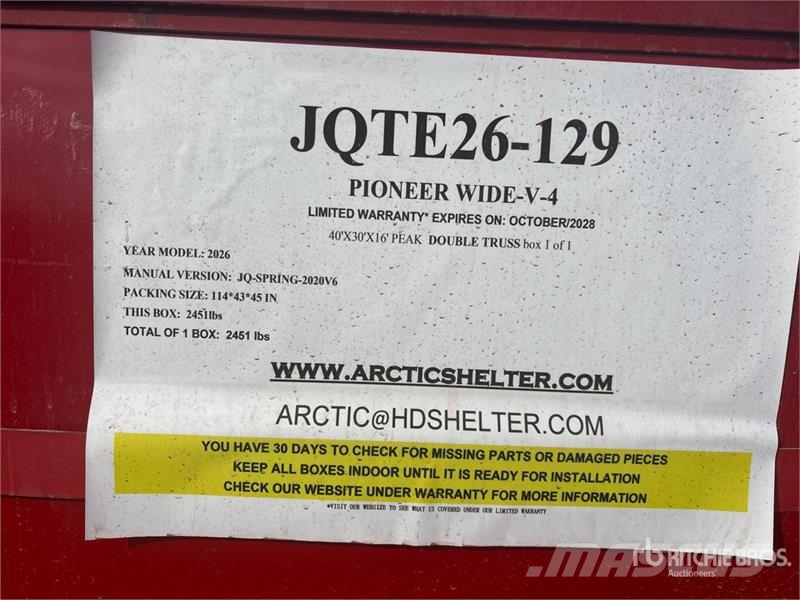 Arctic Shelter 40 ft x 30 ft x 16 ft Storage Building (Unused) Stålrammer