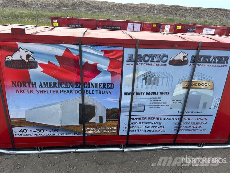 Arctic Shelter 40 ft x 30 ft x 16 Ft Peak Double Truss Storage Bu المباني الإطار الصلب