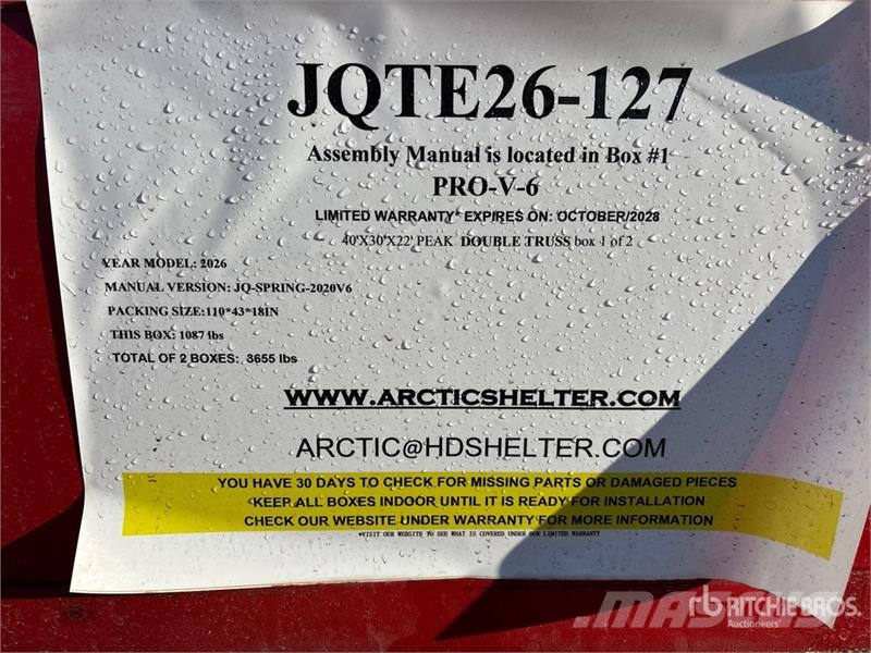 Arctic Shelter 40 Ft x 30 Ft x 22 Ft Storage Building (Unused) Teraskonstruktsiooniga ehitised