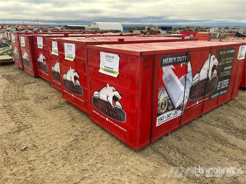 Arctic Shelter 50 ft x 150 ft x 26 ft Peak Double Truss Storage B المباني الإطار الصلب
