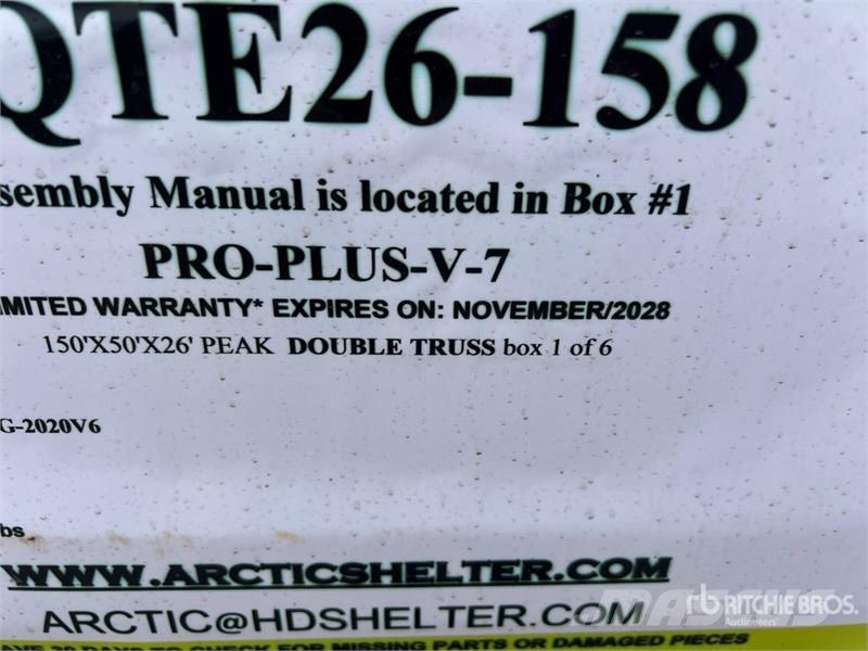 Arctic Shelter 50 ft x 150 ft x 26 ft Peak Double Truss Storage B المباني الإطار الصلب