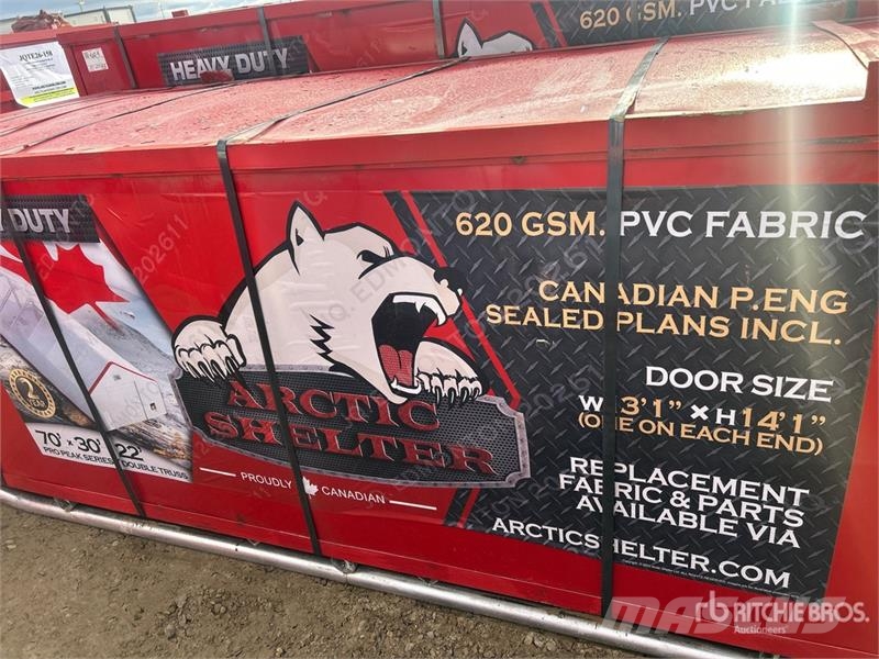 Arctic Shelter 70 ft x 30 ft x 22 ft Peak Double Truss Storage Bu المباني الإطار الصلب