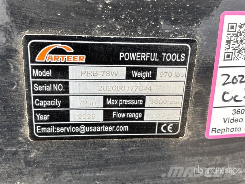 Arteer PRB-78W 78 in Power Rake Skid Steer Bucket (Unused دلاء