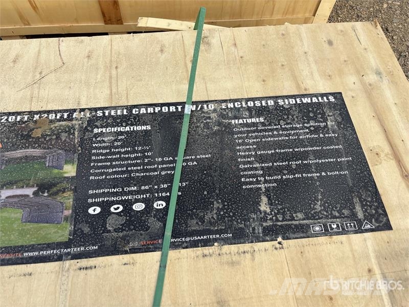 Arteer QB-WG-2020 20 ft x 20 ft All-Steel Carport (Unused Construcții din cadru metalic