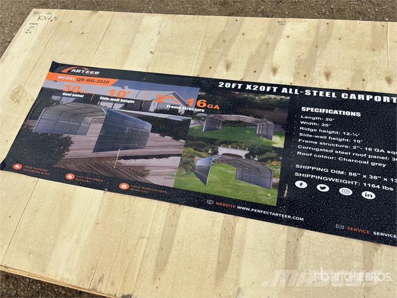 Arteer QB-WG-2020 20 ft x 20 ft All-Steel Carport (Unused المباني الإطار الصلب