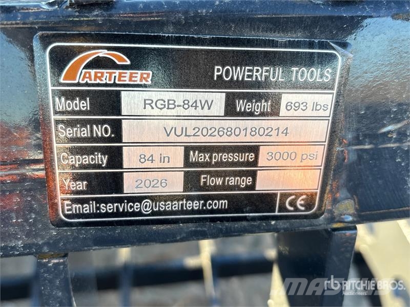 Arteer RGB-84W 84 in Rock Skid Steer Grapple Bucket (Unus Grapples
