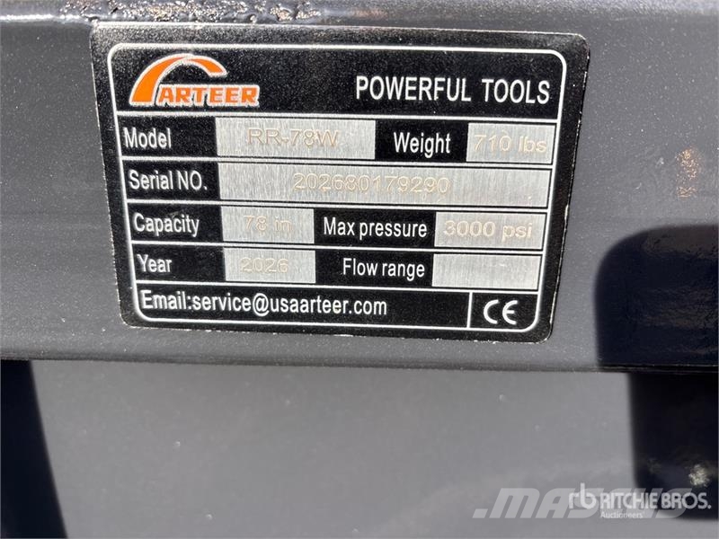 Arteer RR-78W 78 in Skid Steer Root Rake (Unused) 갈퀴 및 테더