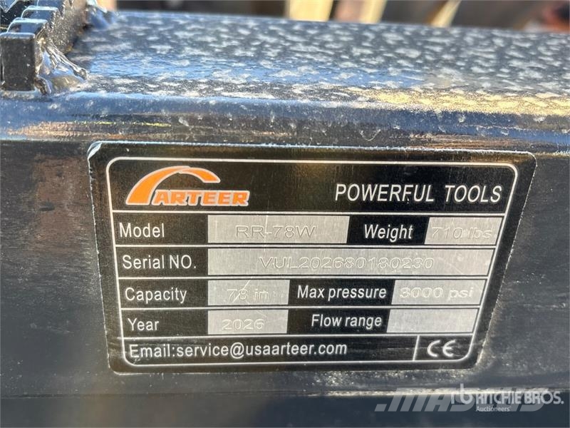 Arteer RR-78W 78 in Skid Steer Root Rake (Unused) Rastrilladoras y rastrilladoras giratorias