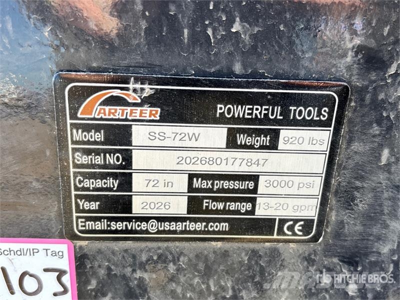 Arteer SS-72W 72 in Skid Steer Sweeper (Unused) Brushes
