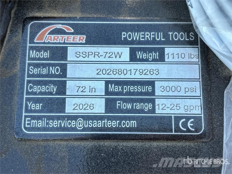 Arteer SSPR-72W 72 in Skid Steer Power Rake (Unused) 갈퀴 및 테더