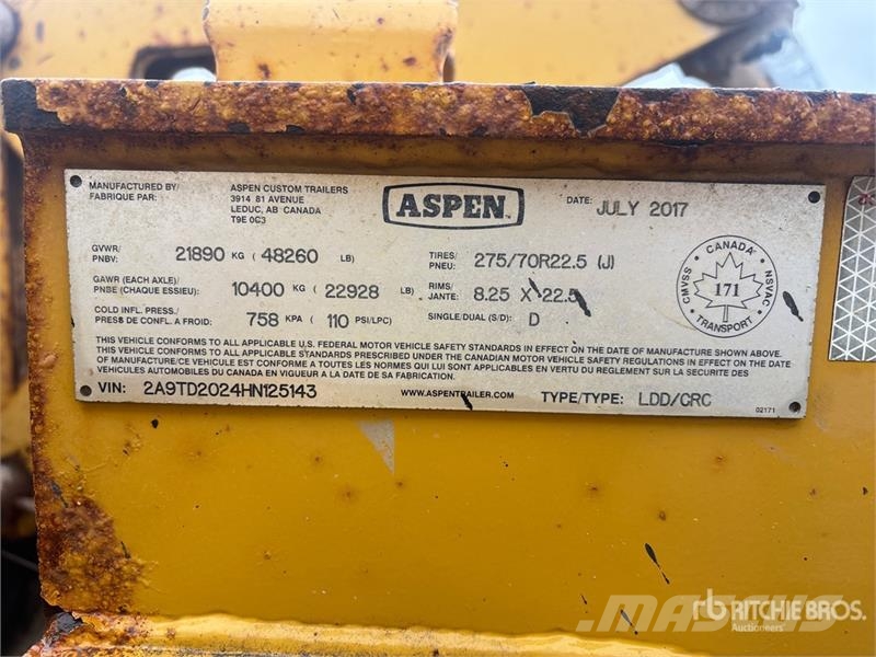 Aspen E Series 70 ton Tri/A Removable Gooseneck Lowboy T Nizki nakladalci