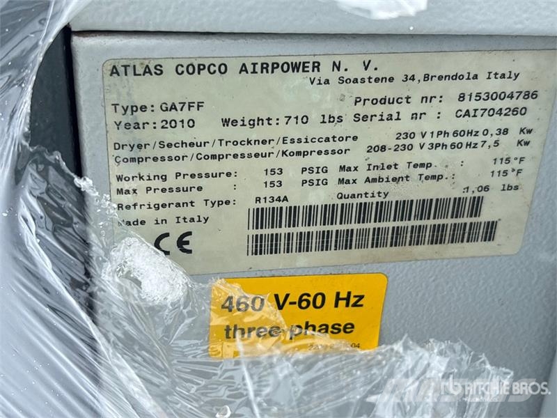 Atlas Copco GA7FF Rotary Screw Air Compressor Kompressoren