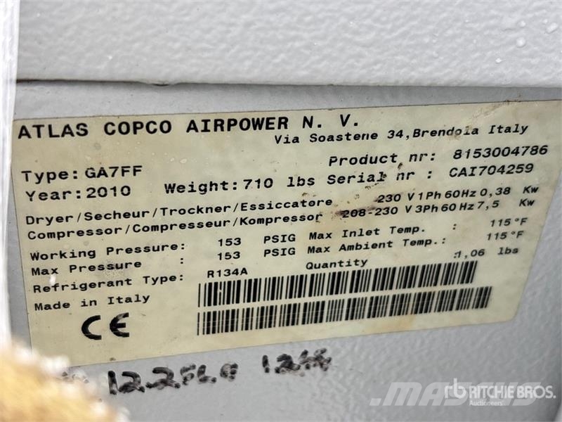Atlas Copco GA7FF Rotary Screw Air Compressor Kompressoren