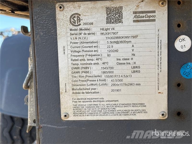Atlas Copco Hilight V4 5.5 kW Light Tower Gaismas torņi