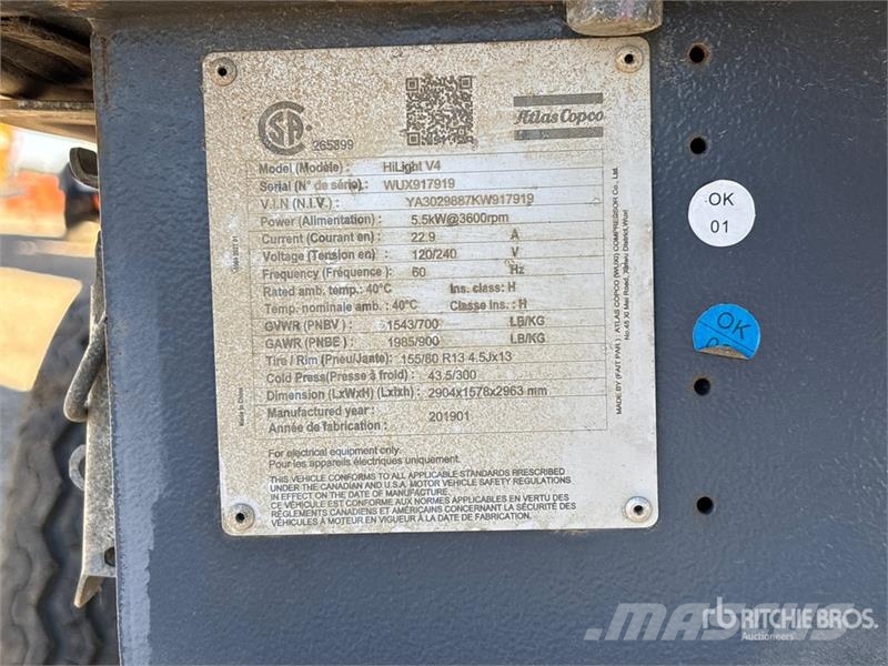 Atlas Copco Hilight V4 5.5 kW Light Tower (Inoperable) Gaismas torņi