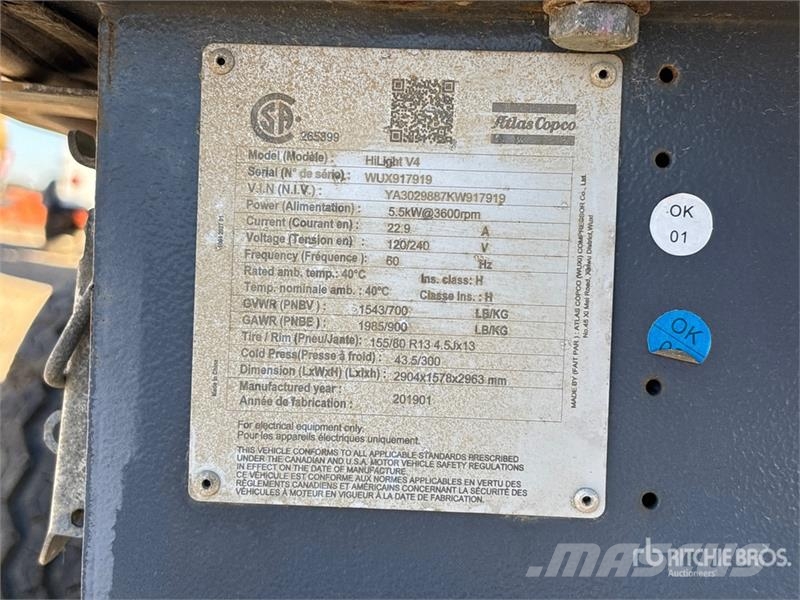 Atlas Copco Hilight V4 5.5 kW Light Tower (Inoperable) Gaismas torņi