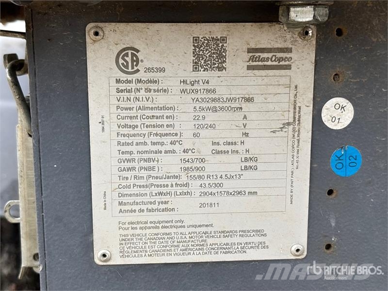 Atlas Copco Hilight V4 5.5 kW Light Tower (Inoperable) Fénytornyok