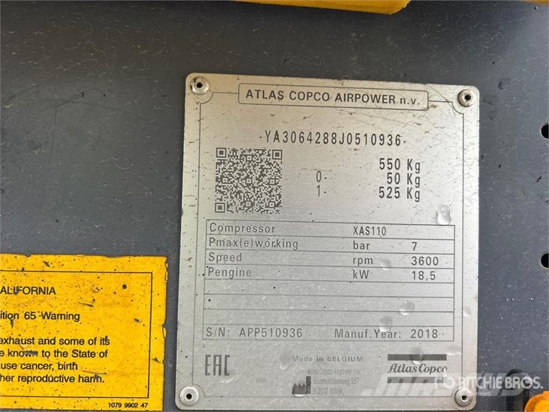 Atlas Copco XAS110 Mobile Air Compressor Compressori