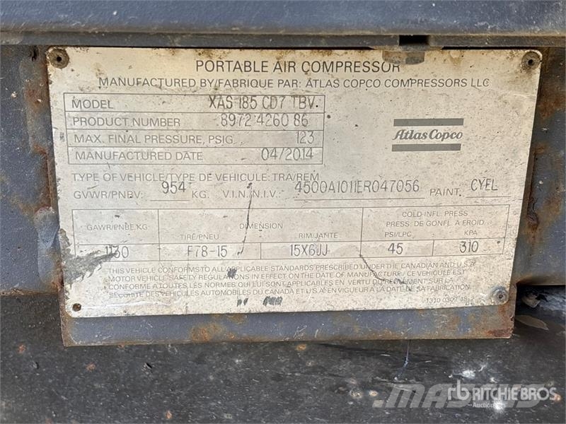 Atlas Copco XAS185CD7TBV Kompresoriai
