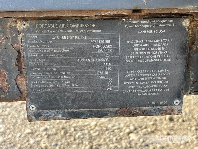 Atlas Copco XAS185KD7 185 cfm Mobile Air Compressor Kompressoren