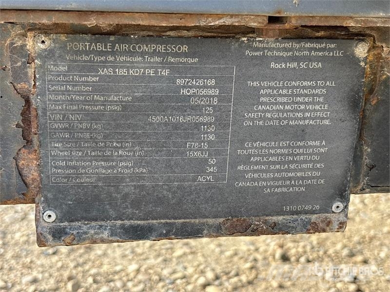 Atlas Copco XAS185KD7 185 cfm Mobile Air Compressor Kompressoren