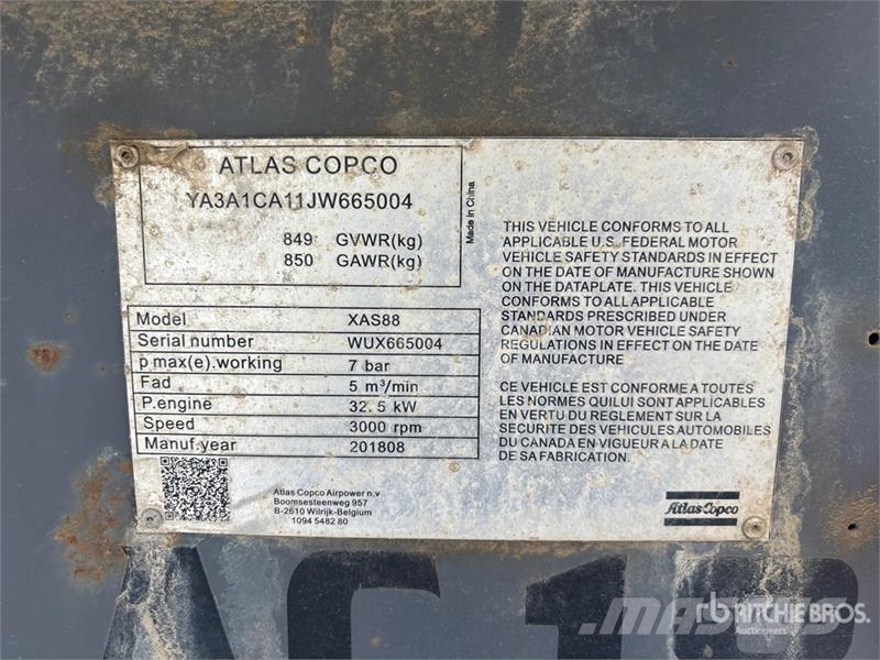Atlas Copco XAS88 Mobile Air Compressor Kompresori