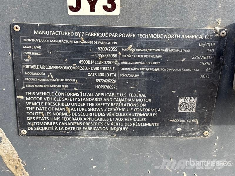 Atlas Copco XATS400 JD 400 cfm Mobile Air Compressor Kompresszorok