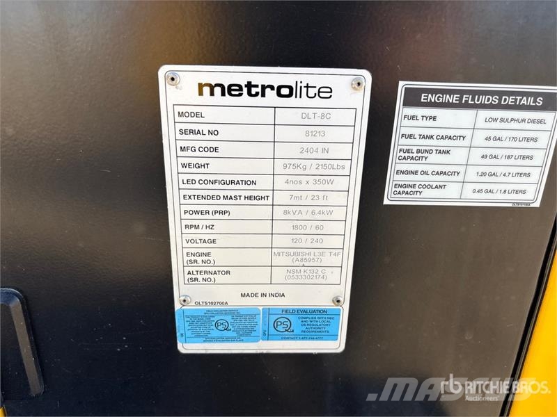 Axiom MetroLite DLT-8C 8 kVA Light Tower Освітлювальні вежі