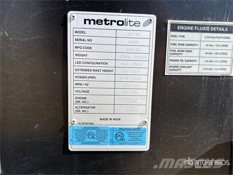 Axiom MetroLite DLT-8C 8 kVA Light Tower Освітлювальні вежі