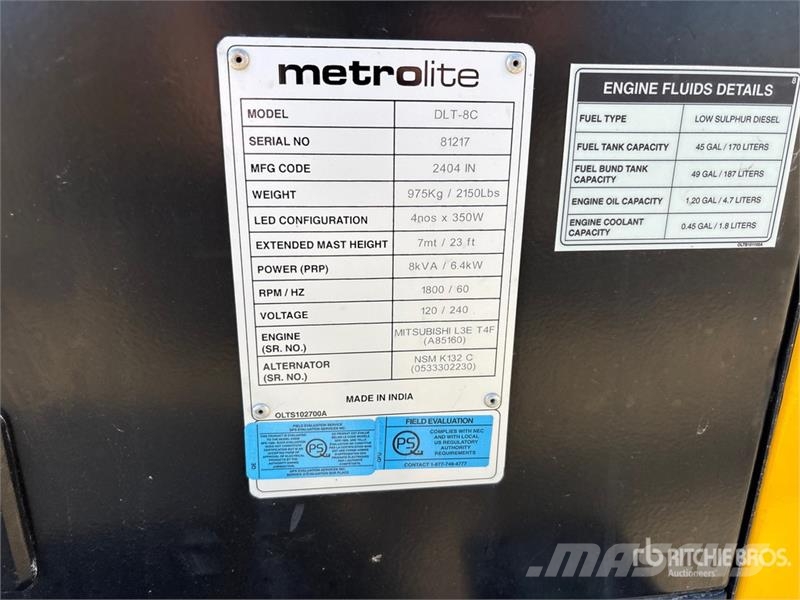 Axiom MetroLite DLT-8C 8 kVA Light Tower Освітлювальні вежі