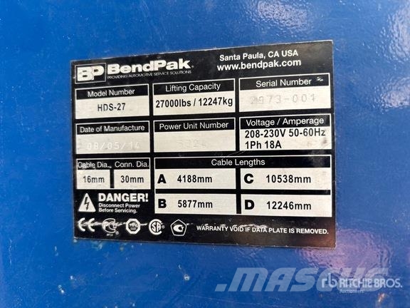  BendPak HDS-27 4 Post 27000 lb Vehicle Lift Outros Florestal