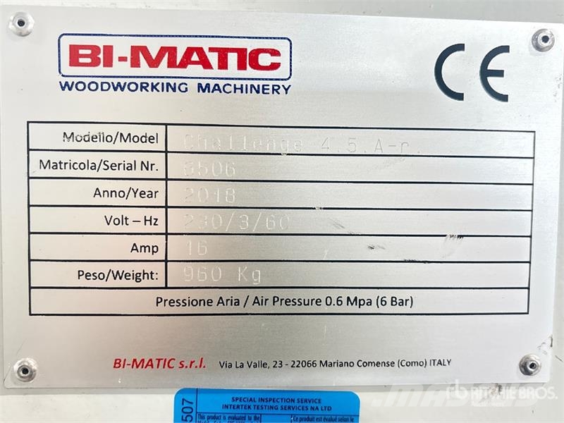 Bi Matic Challenge 4.5. A-r Edgebander Kiti naudoti statybos komponentai