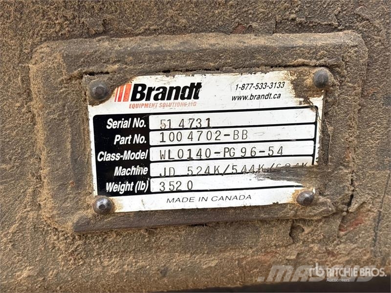 Brandt 50 in Q/C Wheel Loader Grapple - Fits Doosan DL250 Gripere