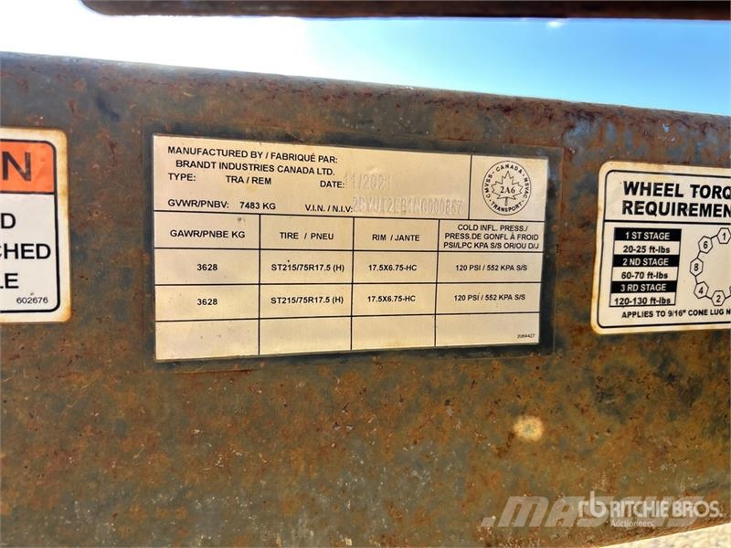 Brandt UBT822 22 ft T/A Tilt Deck Trailer Tieflader