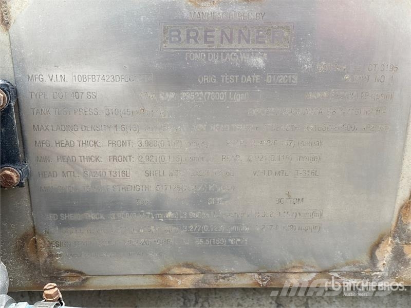 Brenner 29523 L Quad/A Tanker Trailer مقطورات ذات صهاريج