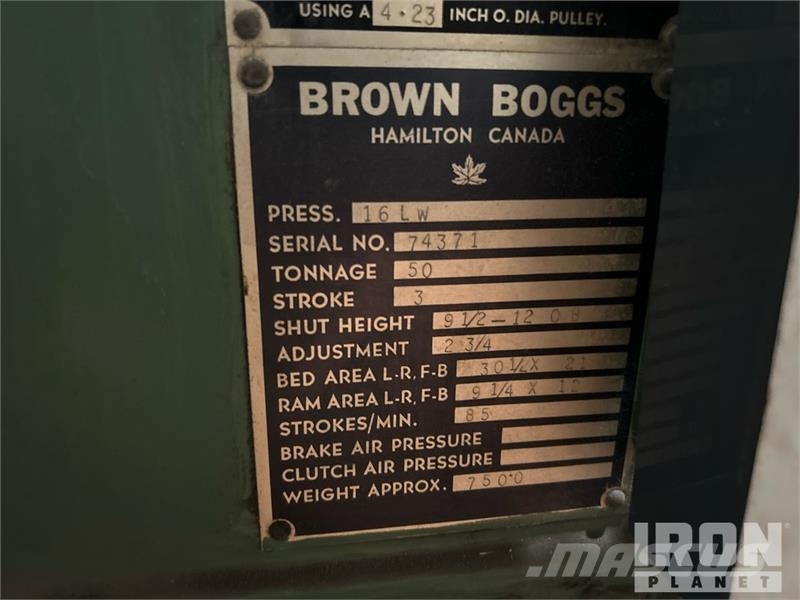 Brown Boggs 16LW Punch Press 기타 부품  