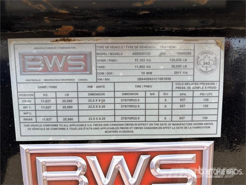 BWS 40SN3X120 55 ft Tri/A Folding Neck Trailer 로우 로더