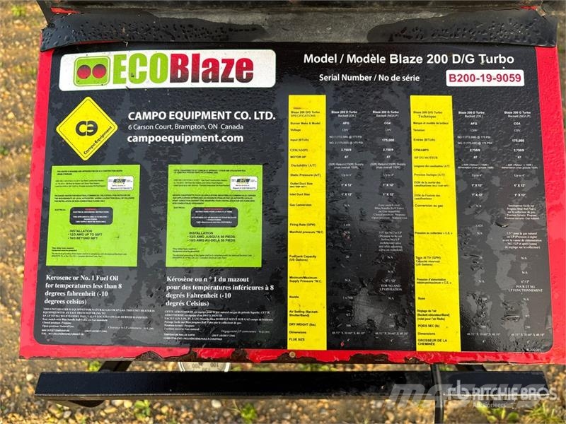 Campo Blaze 200 D/G 175000 BTU Space Heater Verhittings en ontdooi apparatuur