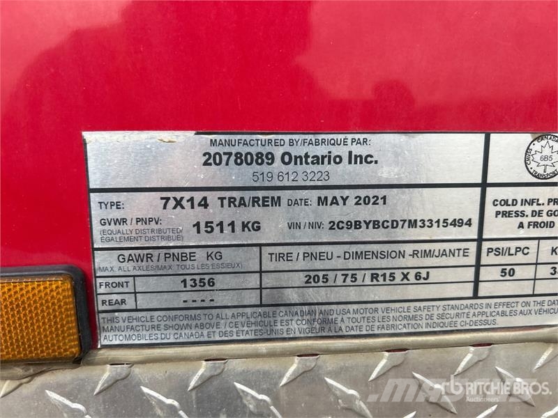 Canada Trailers 17 ft S/A Enclosed Trailer Gesloten opbouw trailers