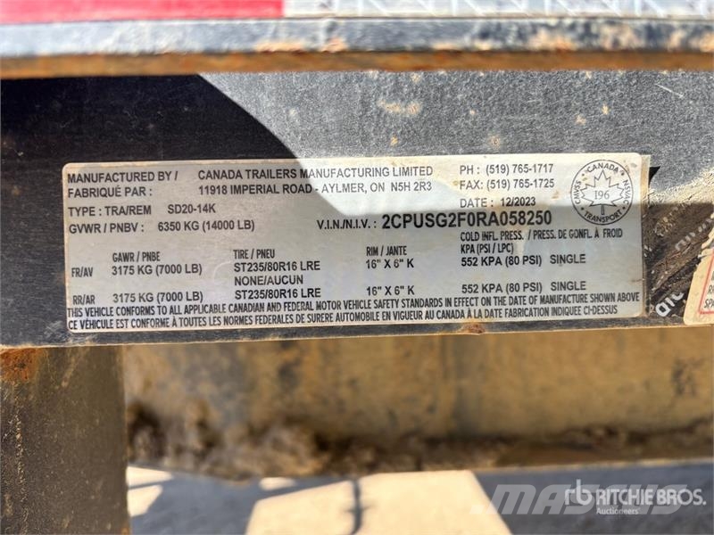 Canada Trailers 20 ft T/A Equipment Trailer Biltransportsläp