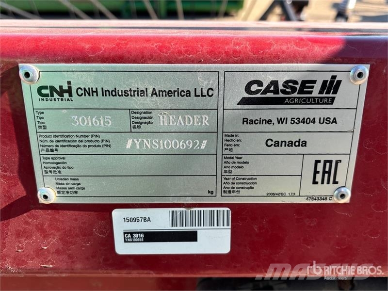 Case IH 3016-15 15 ft Belt Combine Pickup Header Derliaus nuėmimo kombainų galvos