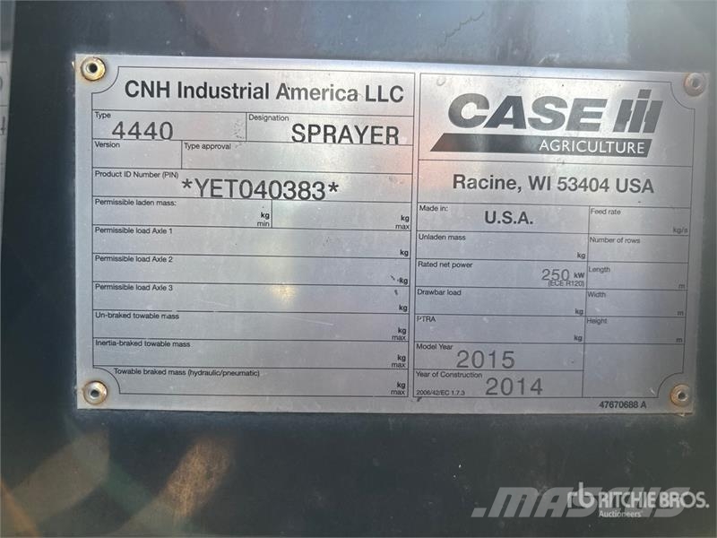 Case IH 4440 120 ft 4x4 High Clearance Self-Propelled Spra Pulverizadores autopropelidos