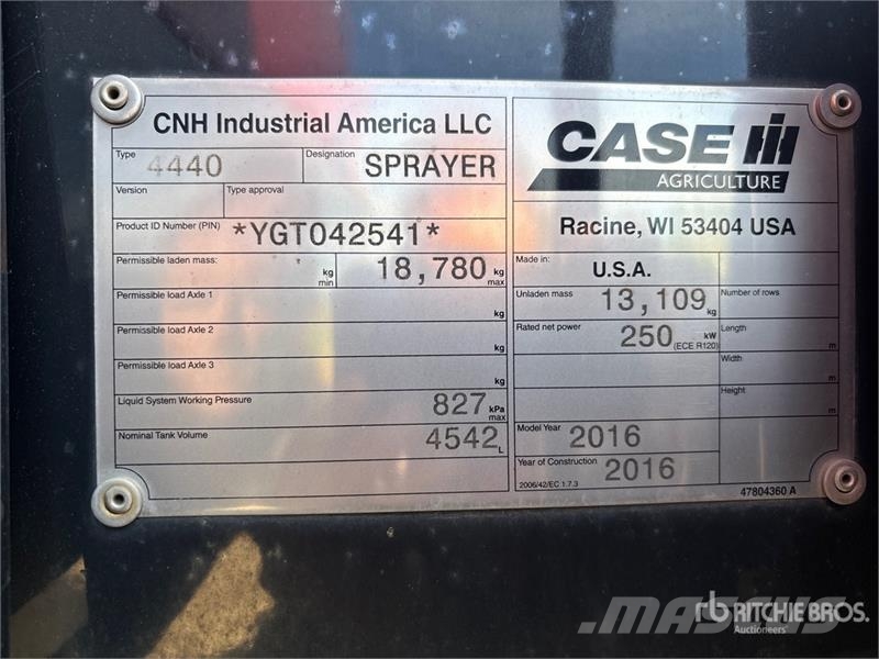 Case IH 4440 120 ft 4x4 High Clearance Self-Propelled Spra Pulverizadores autopropelidos