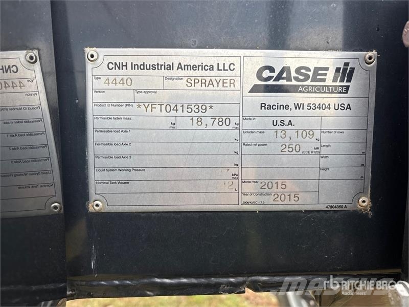 Case IH Patriot 4440 120 ft 4x4 High Clearance Self-Propel Samohodne škropilnice