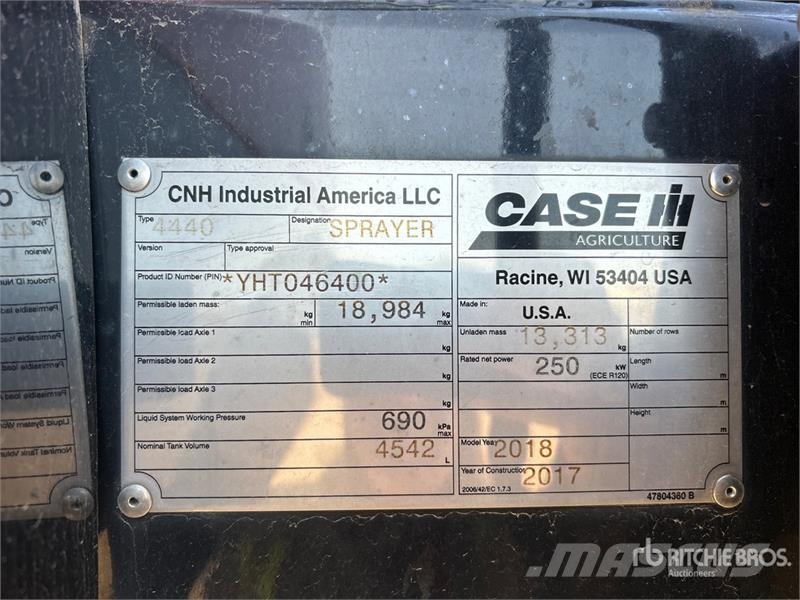Case IH Patriot 4440 120 ft 4x4 High Clearance AIM Command Selbstfahrende Sprühgeräte
