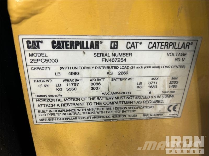 CAT 2EPC5000 5620 lb Electric Forklift Электропогрузчики